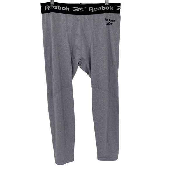 Reebok Conditioning Compression Tight Pants Men XL Gray Workout Gym Training - Picture 1 of 4